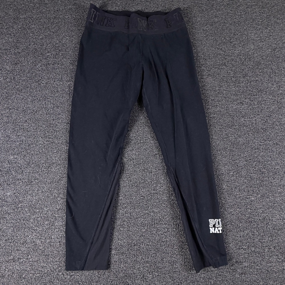 PINK Leggings Womens S 100088-7K6 Black Logo Waistband EUC